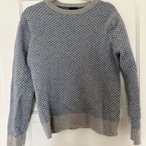 J. Crew Men's Textured Blue and Gray Crewneck Sweater